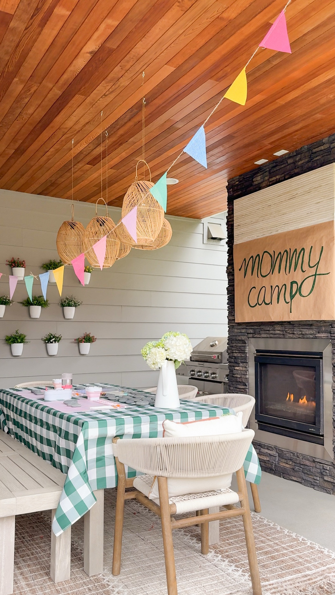 Mommy Camp: Rock Painting Day 1! 

Outdoor furniture, chairs, table, dining set, painting rocks, multi color flags banner, paint brushes, brown wrapping paper, silicone painting mat, gingham checkered table cloth, paint brush cleaner, acrylic craft paint, markers

#LTKParties #LTKKids #LTKHome
