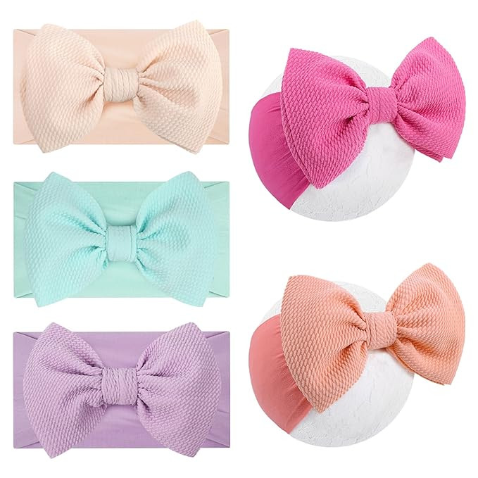 Headband Bows for Baby Girls Stretchy Headwraps Handmade Hair Accessories for Baby Girls Hot Pink... | Amazon (US)