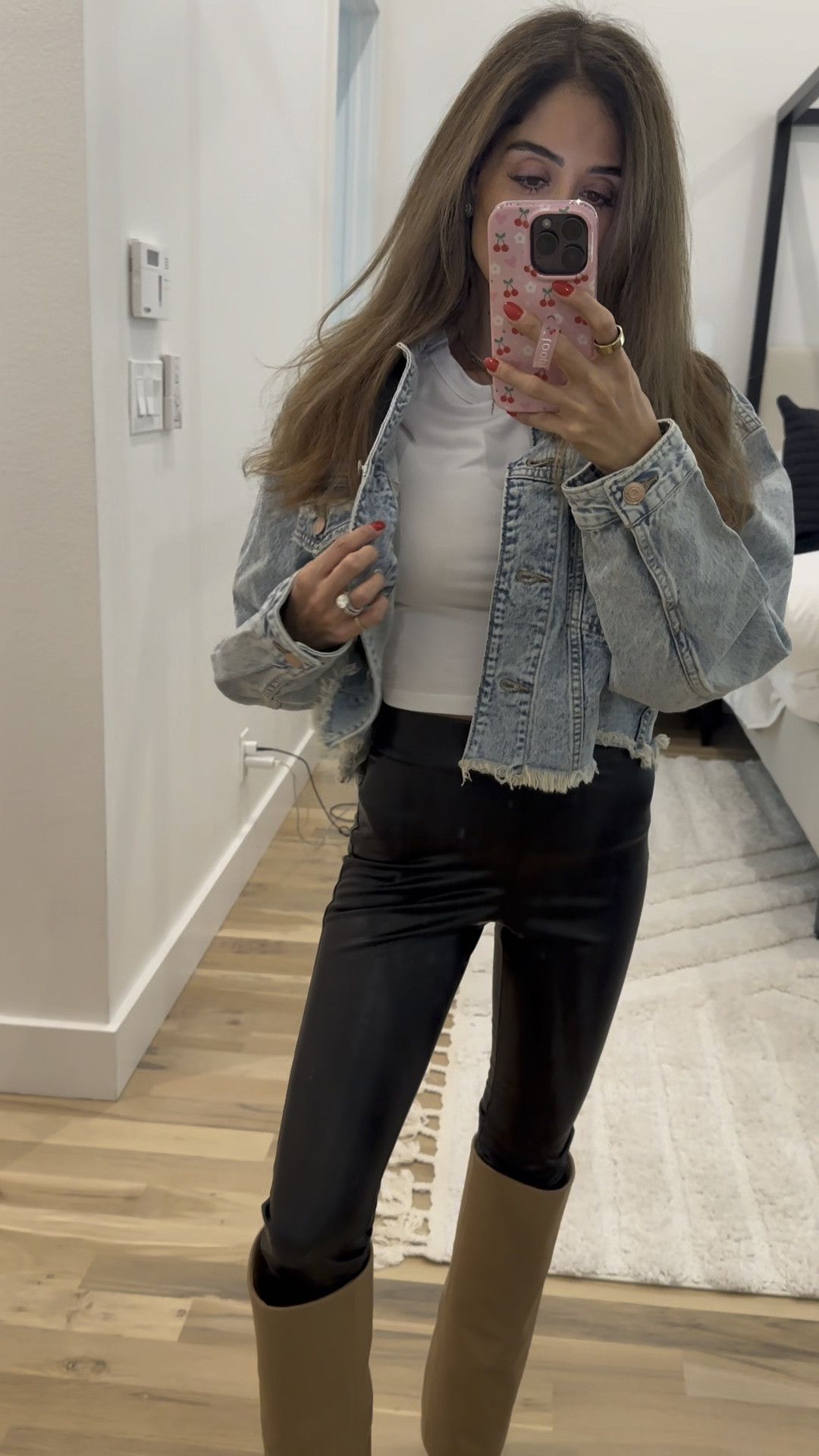 Denim  jacket target finds faux leather pants xs 

#LTKFindsUnder50 #LTKSaleAlert #LTKFindsUnder100