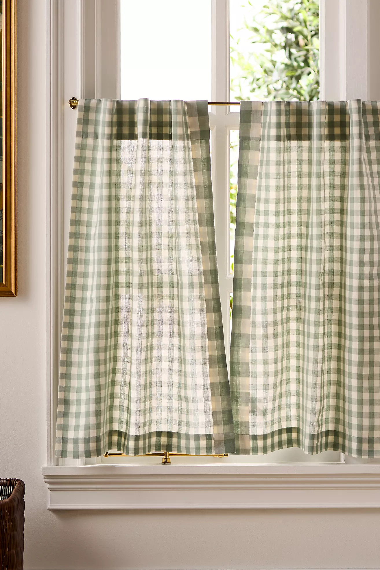 Cotton Linen Gingham Cafe Curtains, Set of 2 | Anthropologie (US)