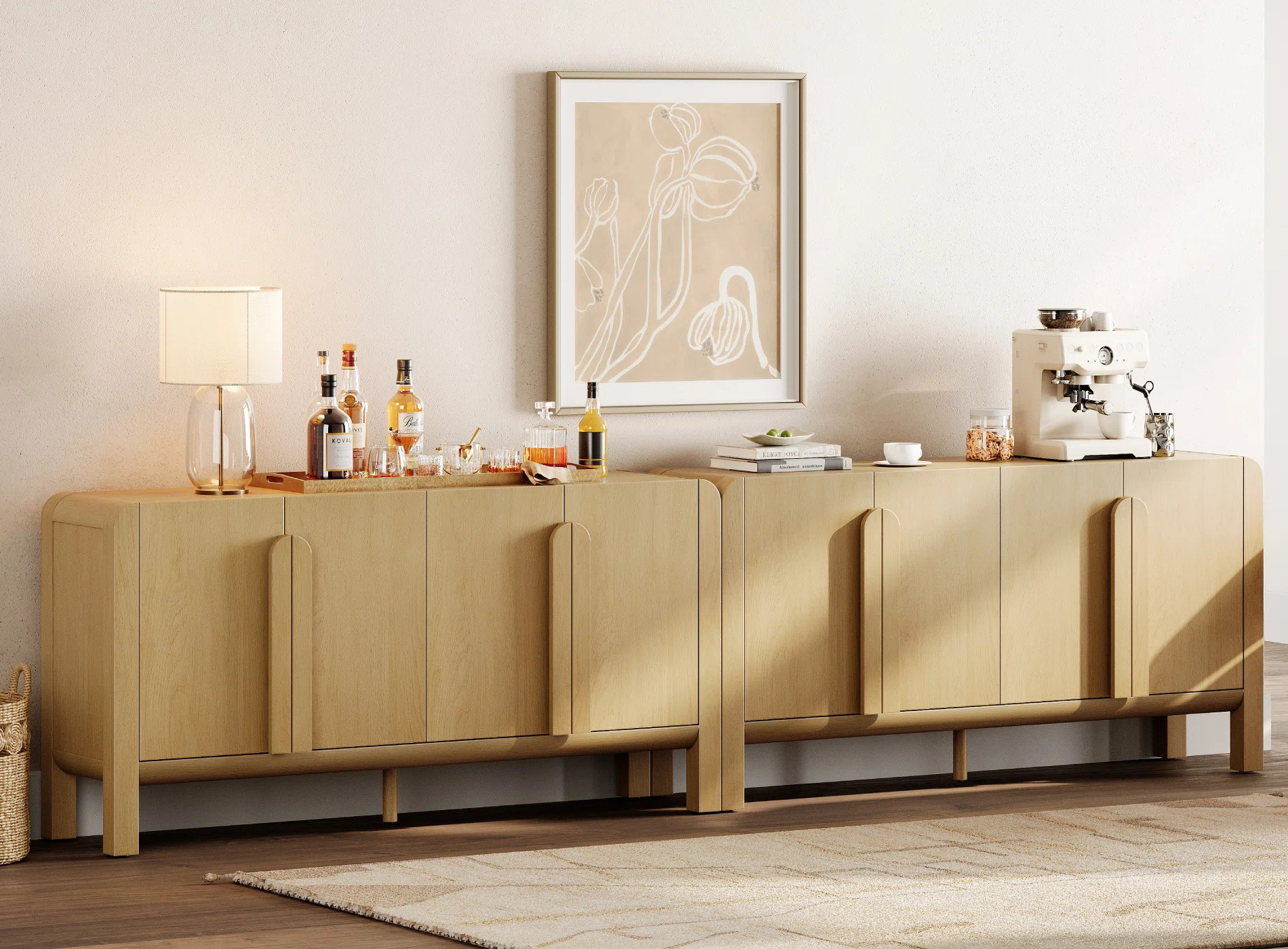 Adora Set Of 2 Sideboard Buffet With Storage, Modern 126" Wood Credenza With Doors And Adjustable... | Wayfair North America