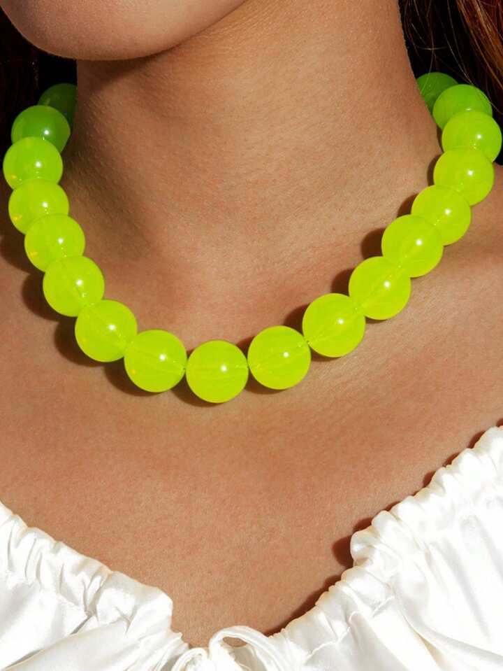 1 Stuk Modieuze Boheemse Stijl Snoepkleurige Acryl Kralenketting, Geschikt Voor Feesten, Muziekfestivals, Dagelijks Gebruik, Perfect Cadeau Voor Elke Gelegenheid (Kraalkleuren Kunnen Enigszins Variëren Vanwege Kunstmatige Kleuring) | SHEIN