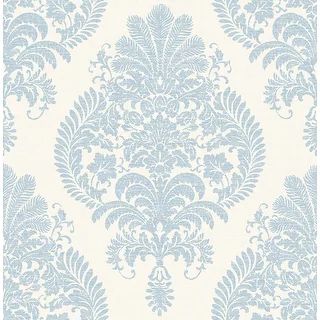 Seabrook Designs Lillian August Antigua Damask Unpasted Wallpaper - 20.5 in. W x 33 ft. L - Blue ... | Bed Bath & Beyond