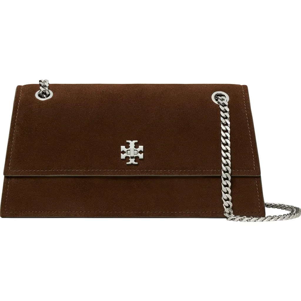 Tory Burch Kira Turnlock Suede Convertible Shoulder Bag in Dark Cocoa at Nordstrom | Nordstrom