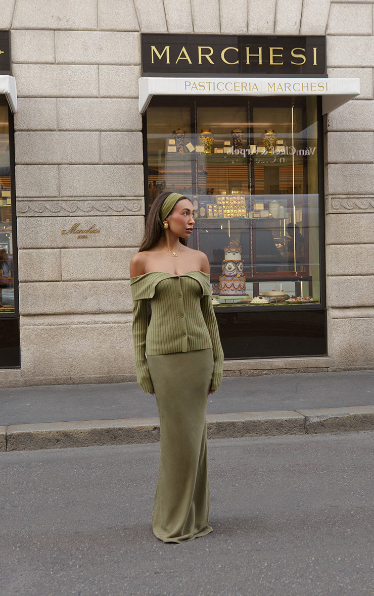 Olive Tencel Maxi Skirt | PrettyLittleThing UK
