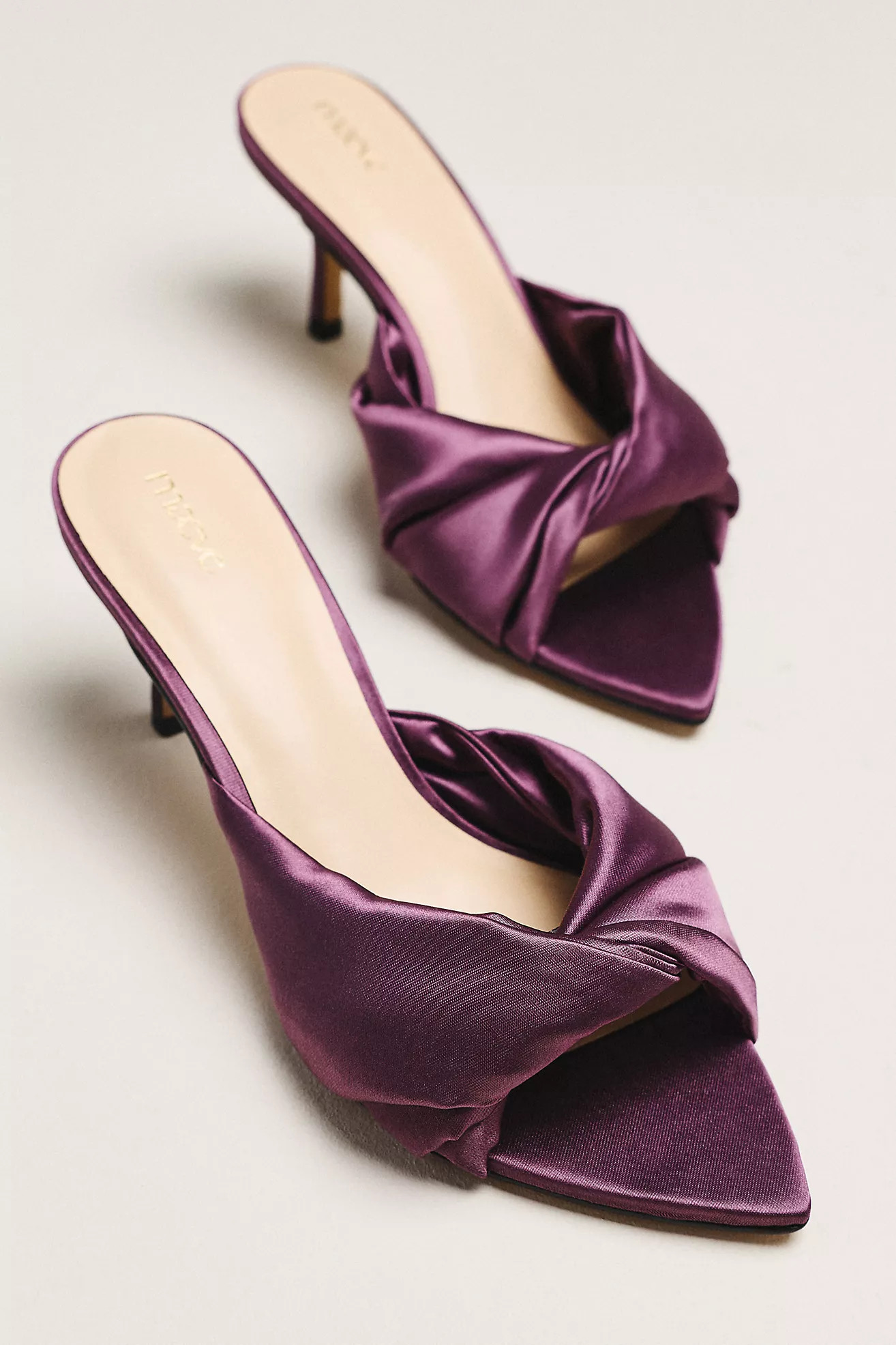 Maeve Ilora Satin Twist Mule Heels | Anthropologie (US)