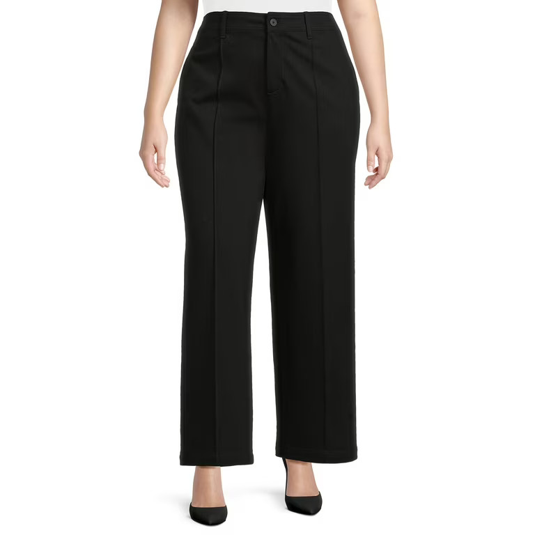 Terra & Sky Women's Plus Size Wide Leg Dress Pants, 30” Inseam | Walmart (US)