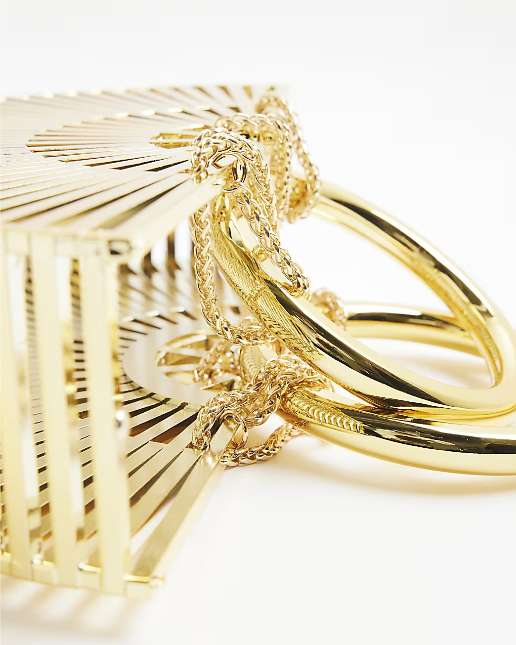 Gold Semi Circle Ring Basket Bag | River Island UK & IE