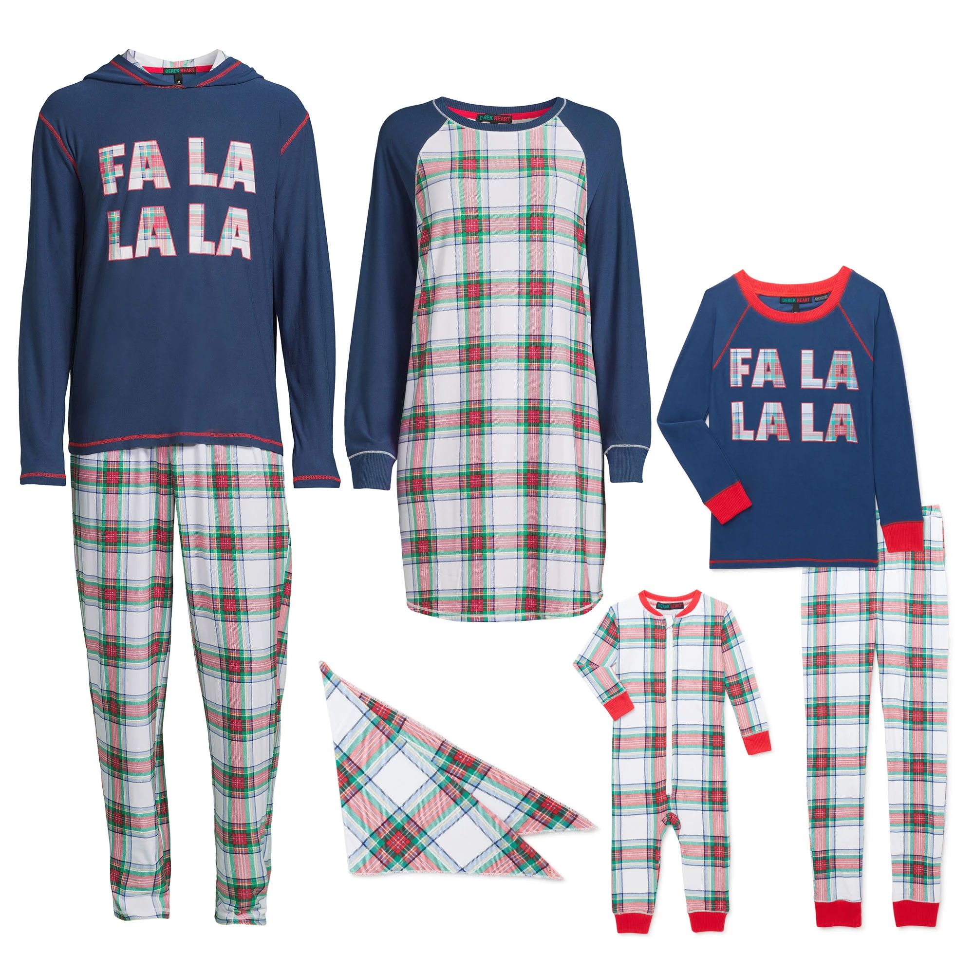 Derek Heart Fa La La La Holiday Matching Family Christmas Pajamas Set - Walmart.com | Walmart (US)