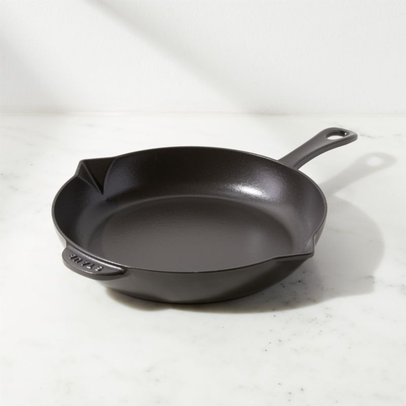 Staub 10" Matte Black Enameled Cast Iron Fry Pan + Reviews | Crate & Barrel | Crate & Barrel