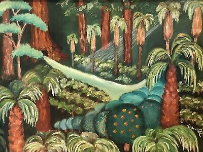 1950s Tunnel Tree Trees of California Fantasy Forest Folk Art Painting~Mystery  | eBay | eBay US