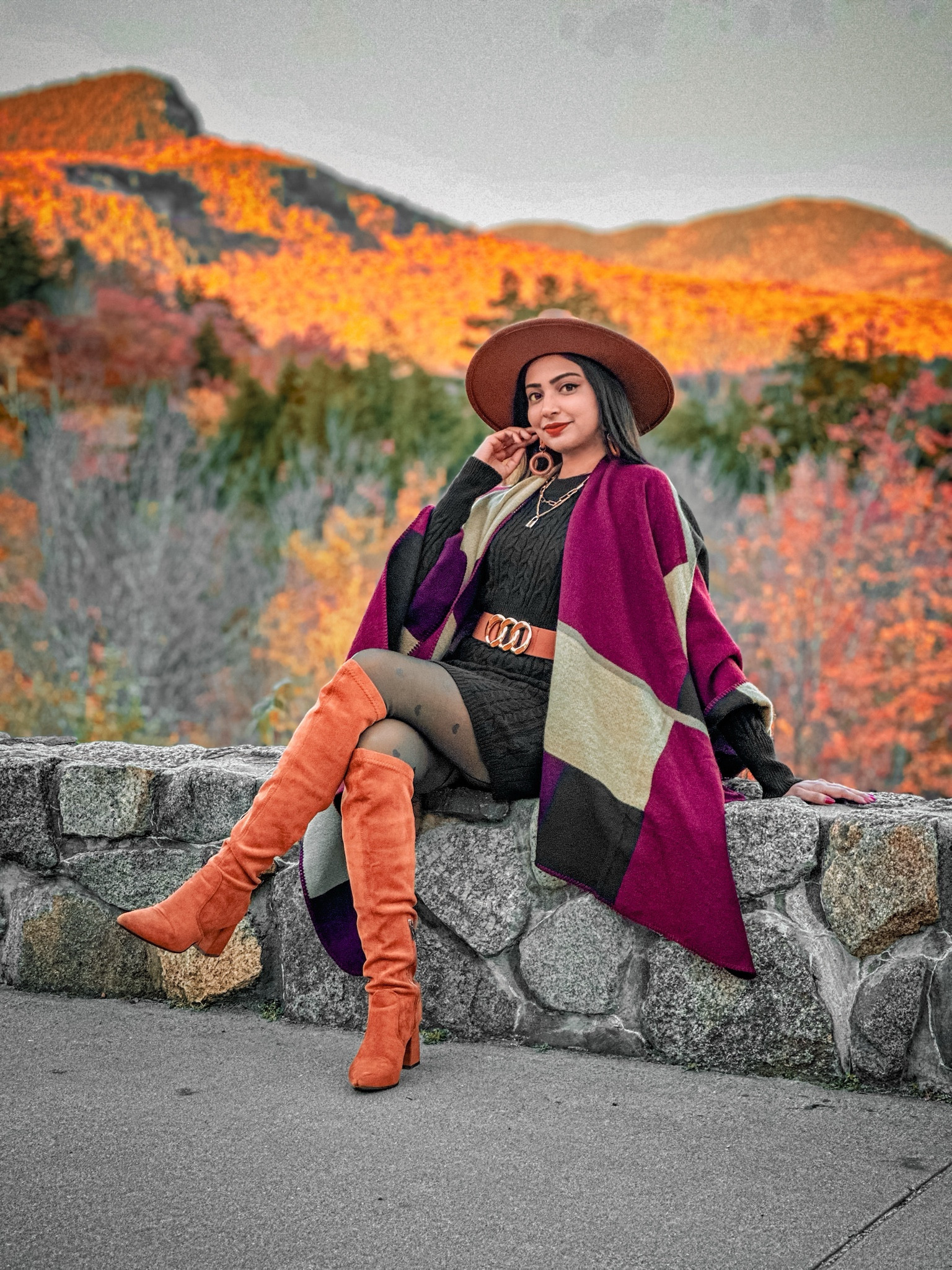 Tie the season for cozy fall outfits.🧡

Fall boots, fall outfit, sweater dress, plaid shawl, fleece tights,fall collection, fall ootd, outfit inspo, outfit inspiration 

#LTKSeasonal #LTKTravel #LTKStyleTip