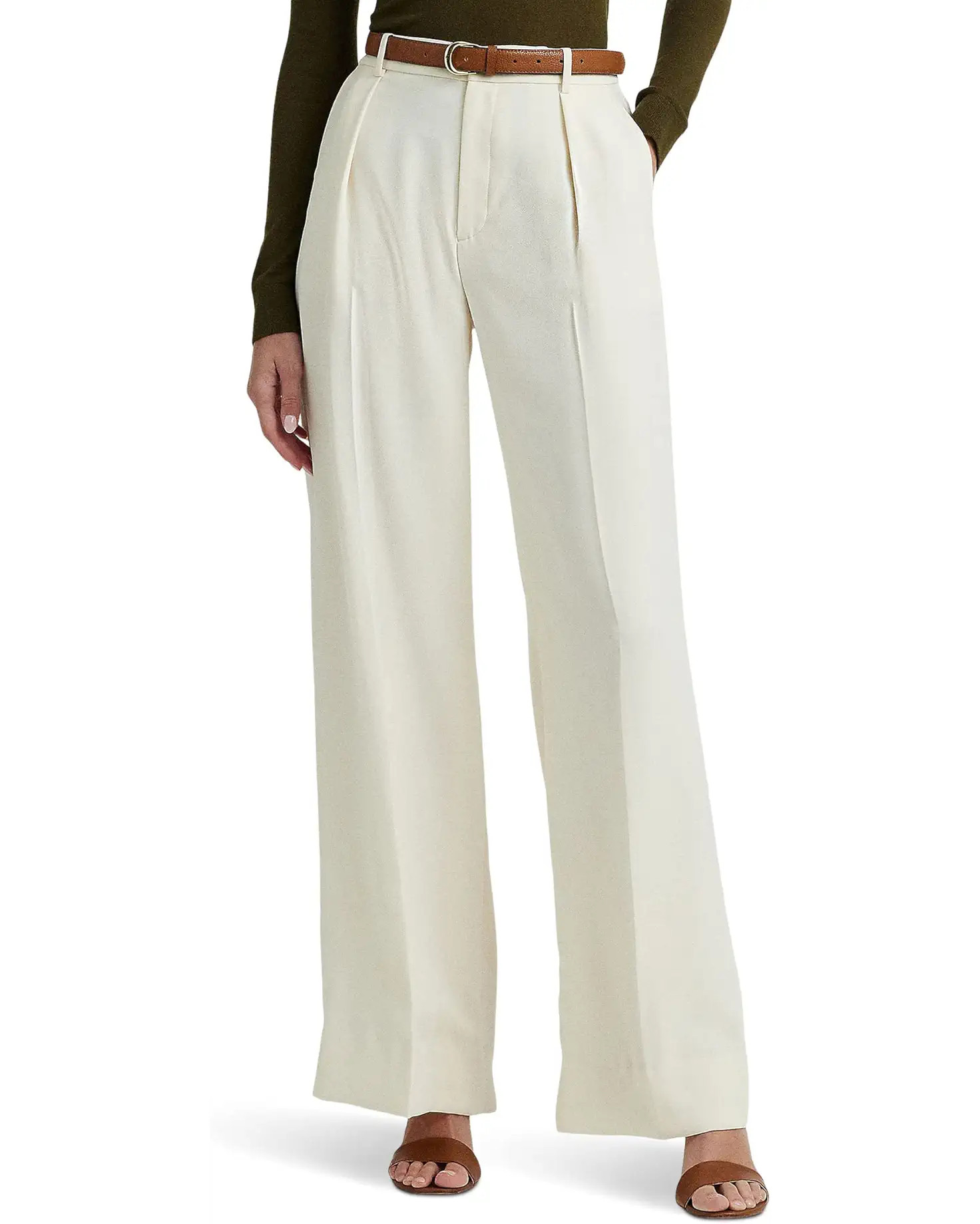 Petite Double-Faced Georgette Wide-Leg Pants | Zappos