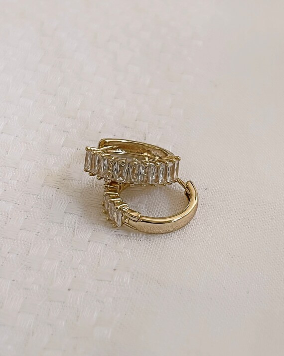 Baguette Hoop Earrings  Gold Filled Hoop Earrings  Statement | Etsy | Etsy (US)