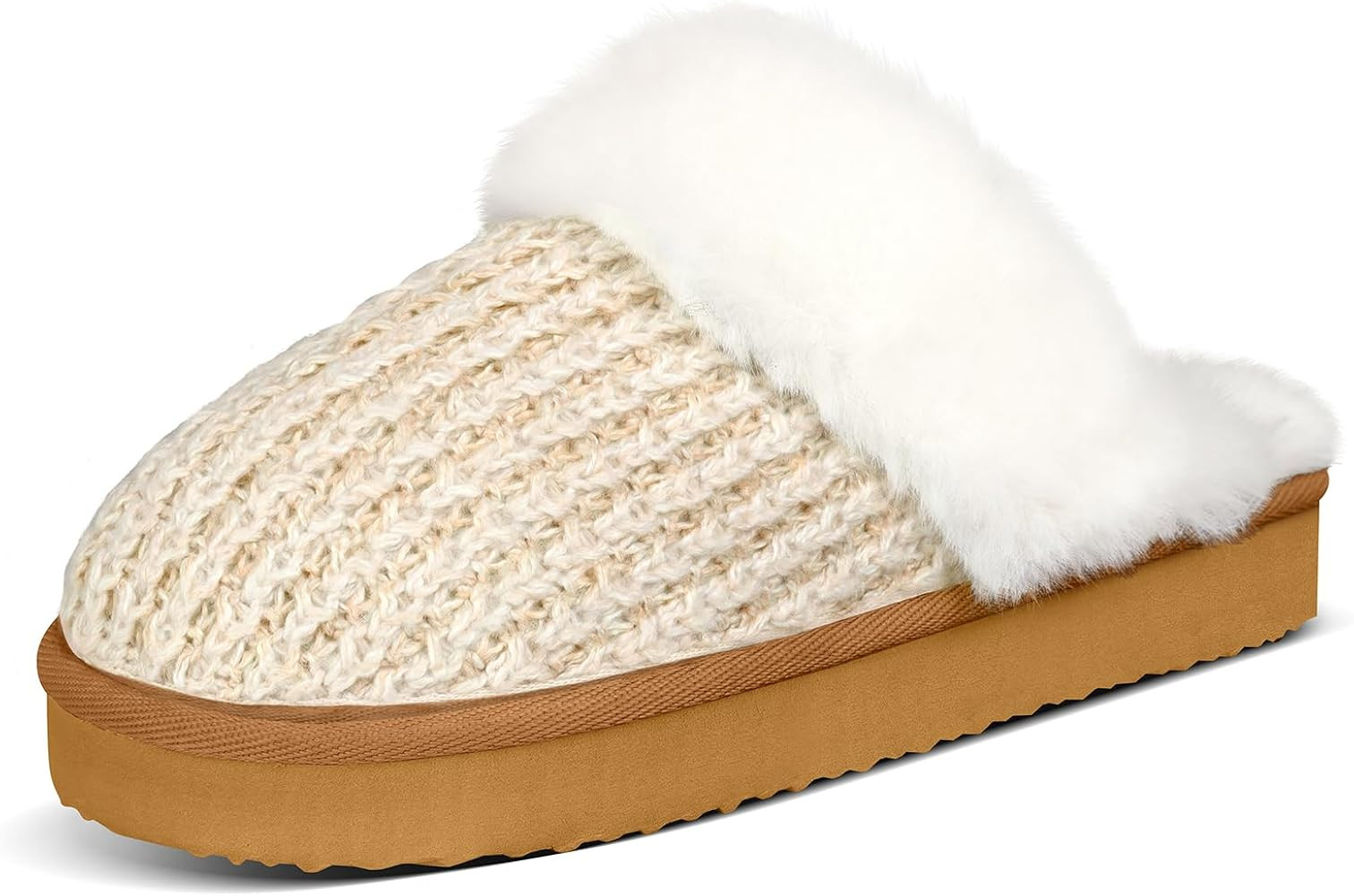 PIZZ ANNU Women's Platform Knit Slippers Comfy Winter Warm Fluffy Memory Foam Slip-On Scuff Faux ... | Amazon (US)