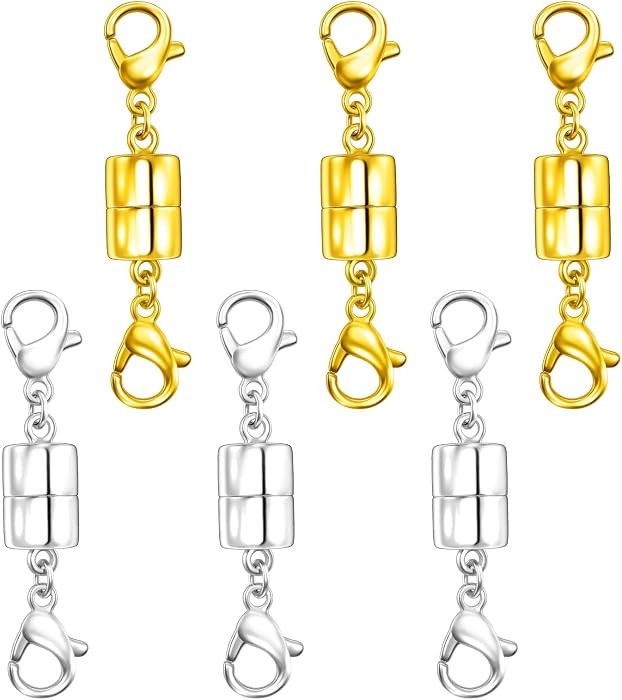 Double Lobster Clasp Magnetic Necklace Clasps and Closures 14K Gold and Silver Magnetic Jewelry C... | Amazon (US)