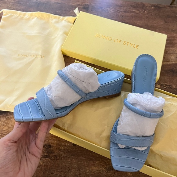 BRAND NEW IN BOX Song of Style Blue Sandals, Size 10 Shoes Summer Revolve | Poshmark