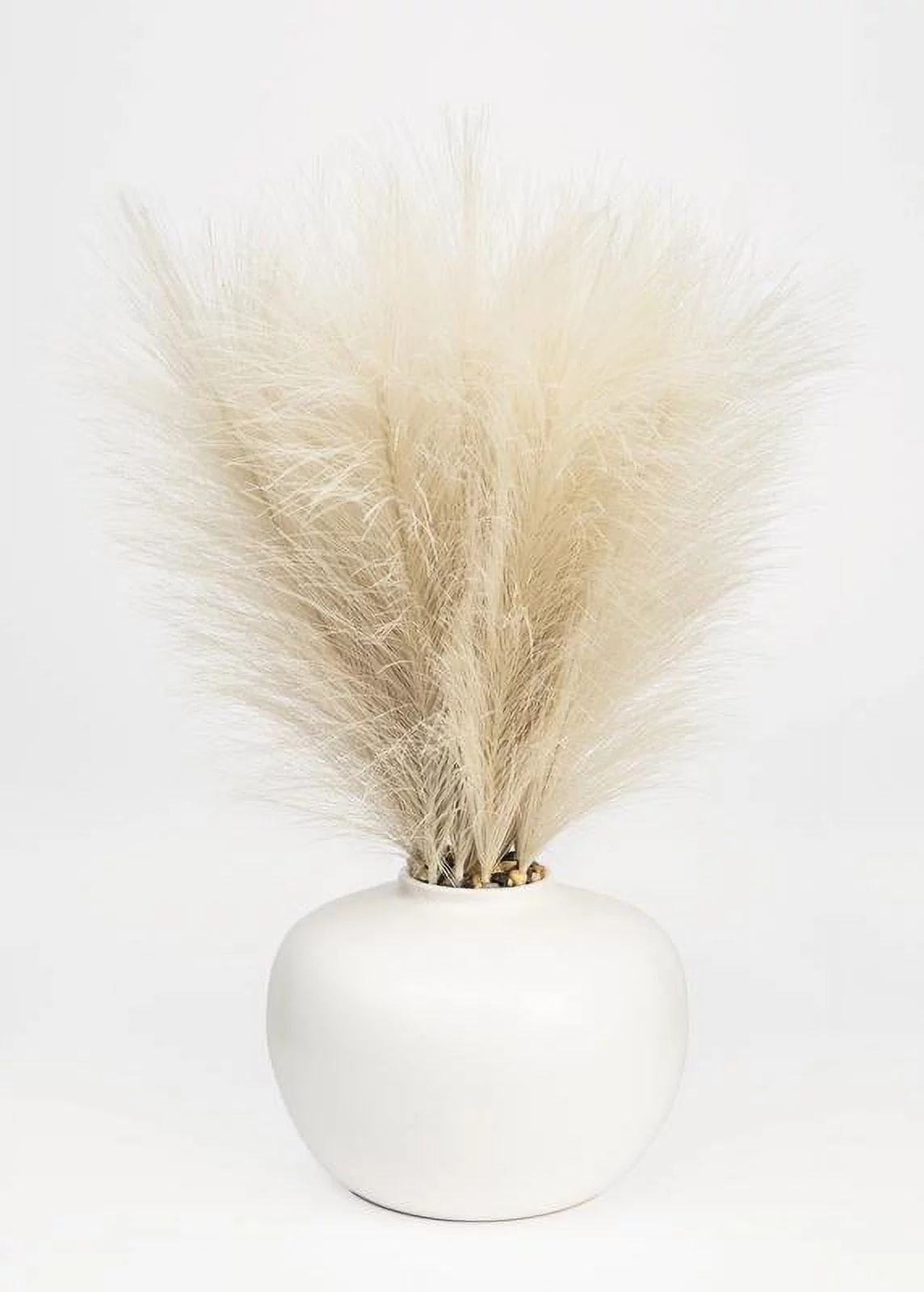 Better Homes & Gardens 14" Artificial Pampas in White Rounded Ceramic Vase - Walmart.com | Walmart (US)