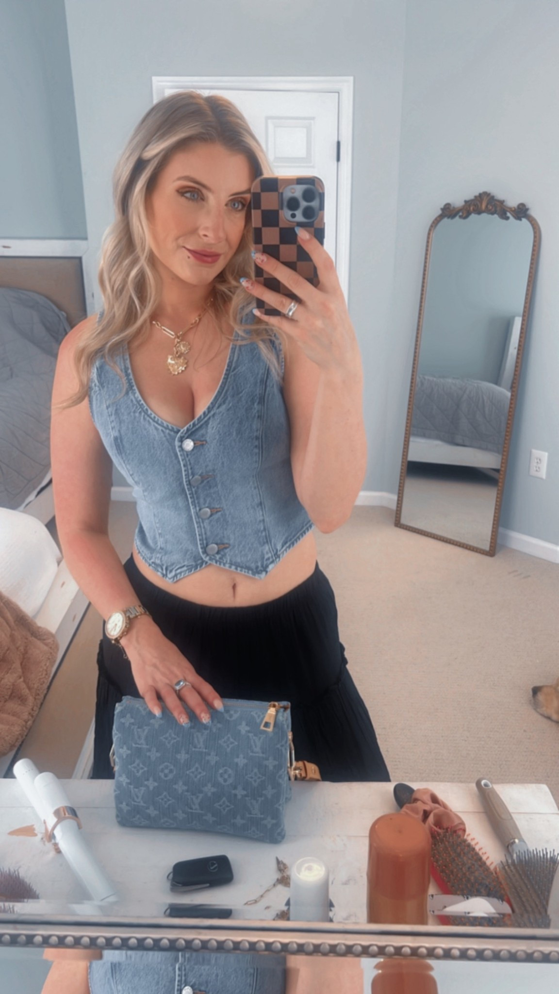 Vest - XS 
Skirt - small 
