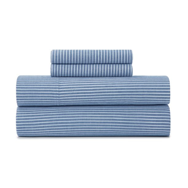 Gap Home Yarn Dyed Organic Cotton Chambray Stripe Sheet Set, Deep Pocket, Q, Blue, 4PC - Walmart.... | Walmart (US)