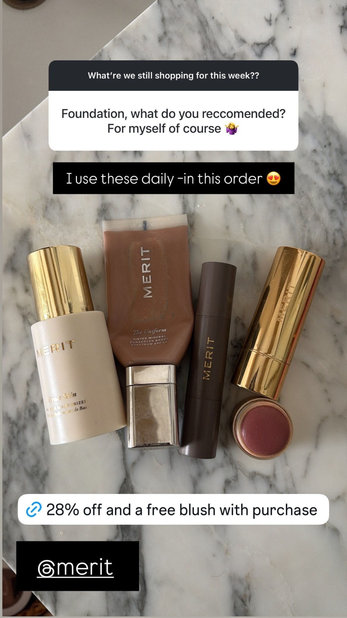 I use these daily -in this order 😍 @merit