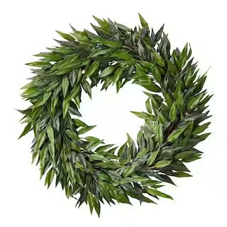 Pure Garden 22 in. Artificial Ficus Microphylla Leaf Wreath HW1500239 - The Home Depot | The Home Depot