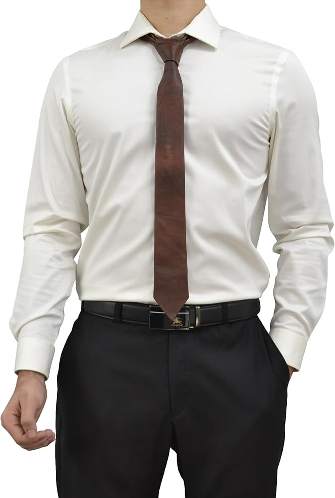 Mens Lamb Leather Necktie - Skinny Solid Casual Business Wear Narrow Leather Slim Tie- Neckties f... | Amazon (US)