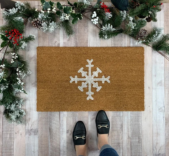 Snowflake Doormat, Holiday Doormat, Christmas Door Mat, Christmas Decor, Nickel Designs, Custom D... | Etsy (US)