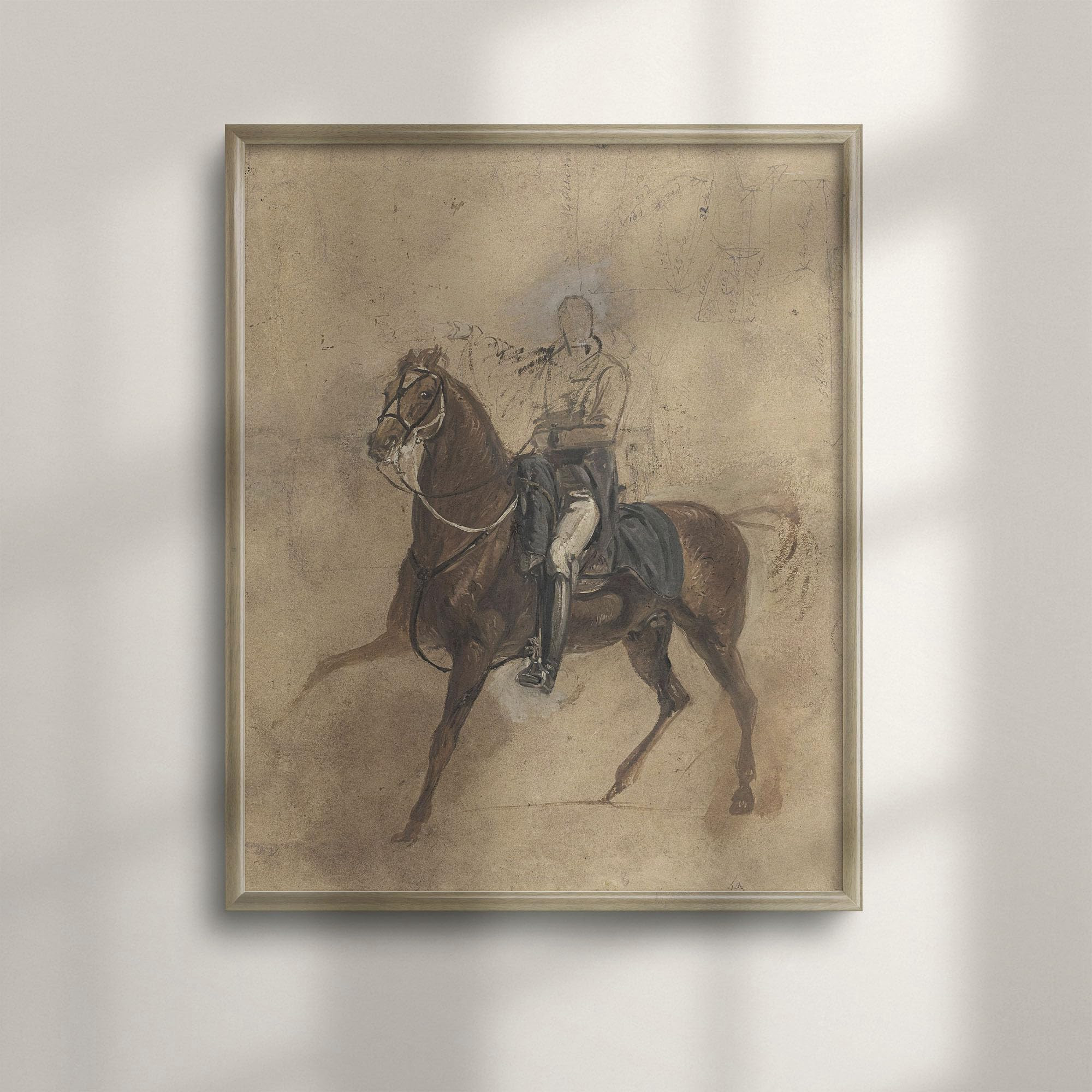 Rustic Horse Sketch Wall Art - Vintage Equine Drawing for Den Decor, Unique Odin-Inspired Gift fo... | Amazon (US)