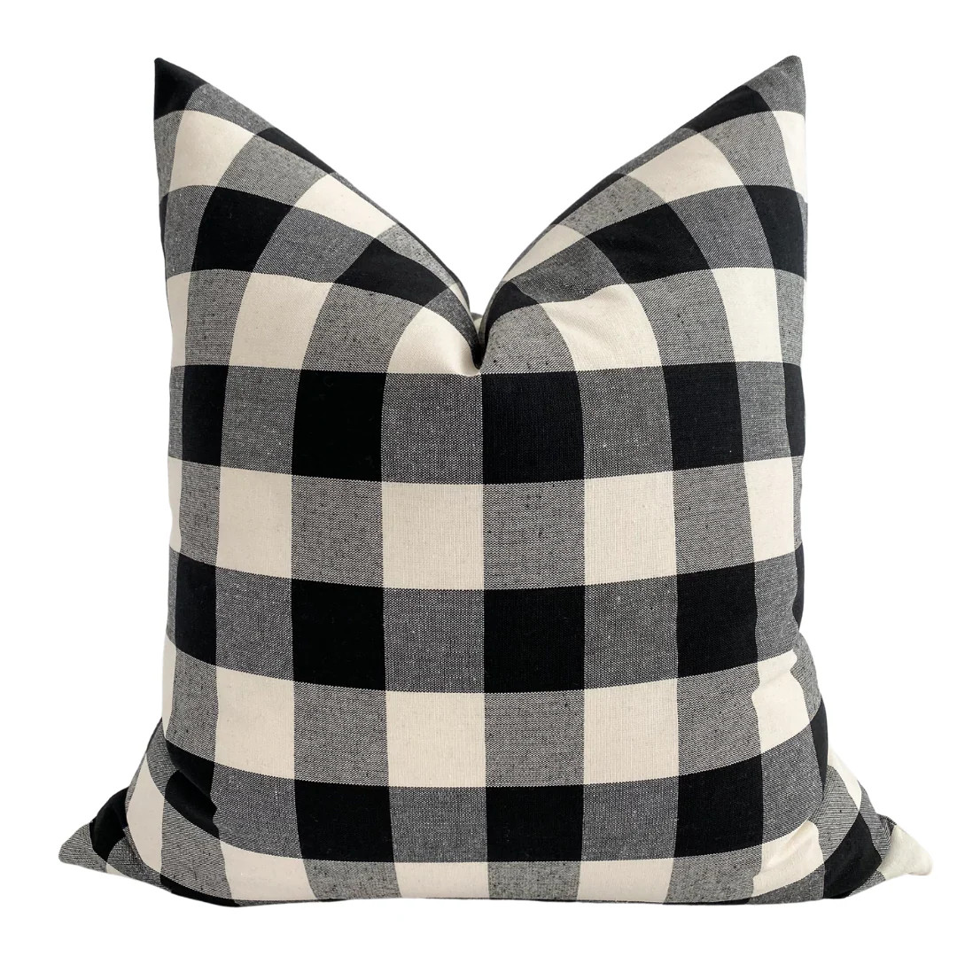Buffalo Plaid Check | Ebony & White Pillow Cover | Hackner Home (US)