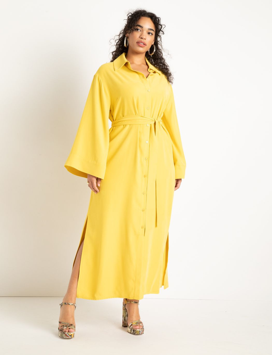 Flare Sleeve Button Down Shirtdress | Eloquii