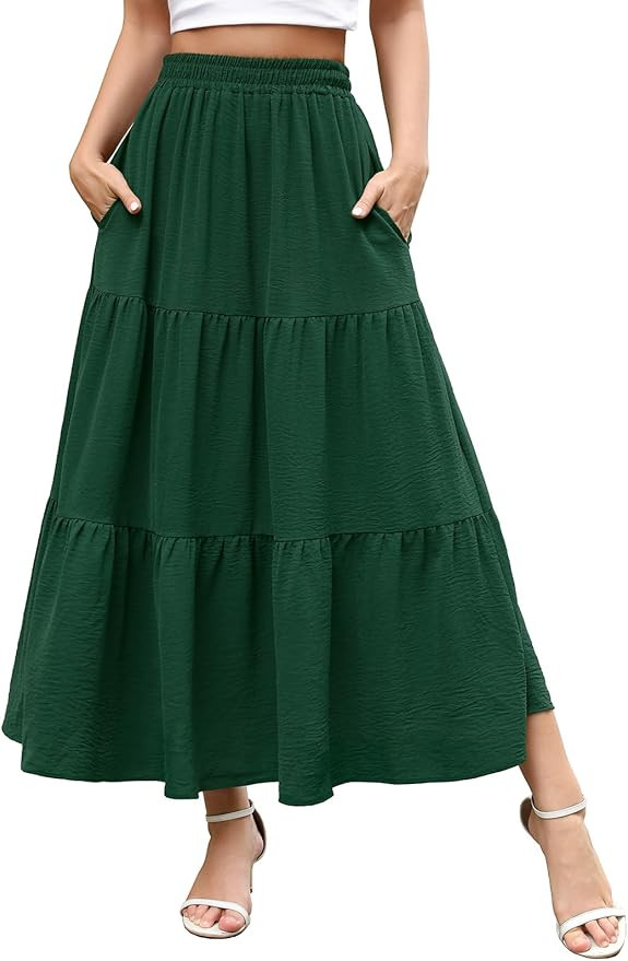 Berydress Long Skirts for Women with Pockets 2025 Trendy Elastic High Waist Flowy Swing A Line Ru... | Amazon (US)