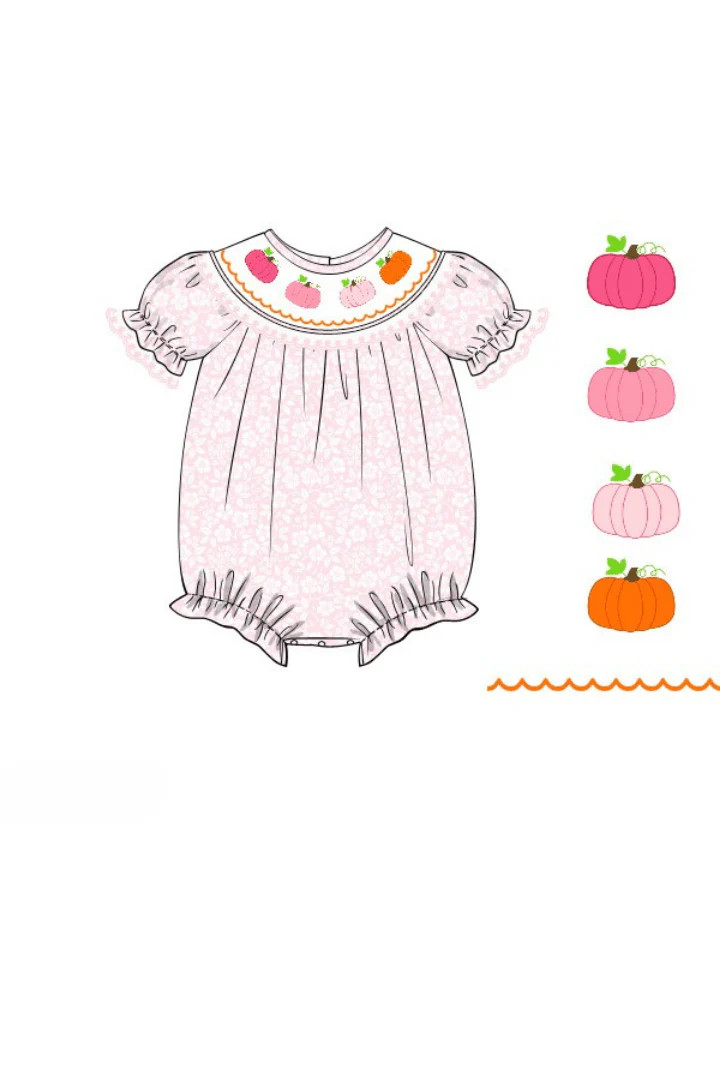 Pre-Order Smocked Pink Floral Pumpkin Bubble | The Smocked Flamingo
