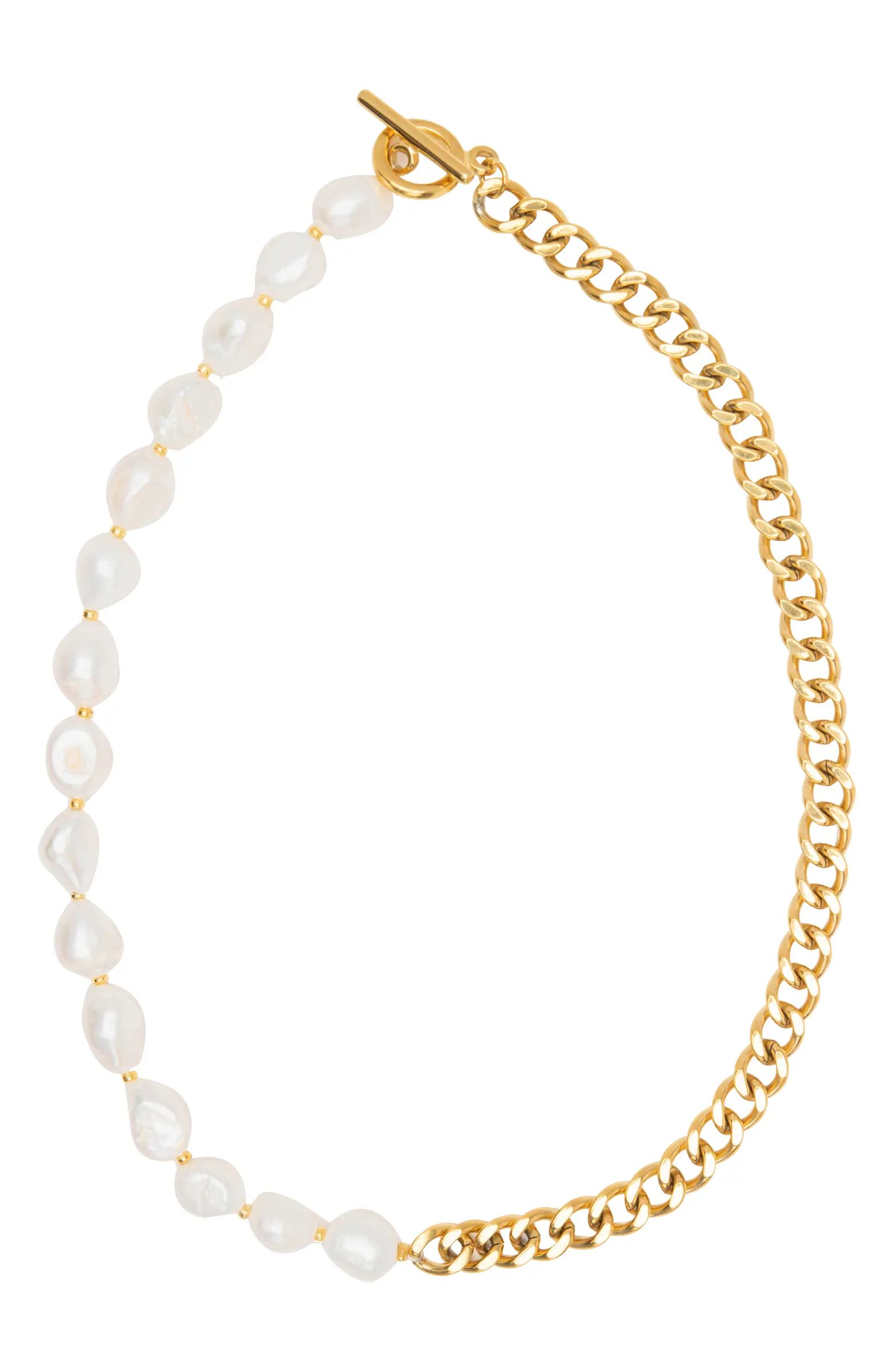Petit Moments Golden Hour Attica Freshwater Pearl & Curb Chain Necklace | Nordstrom | Nordstrom