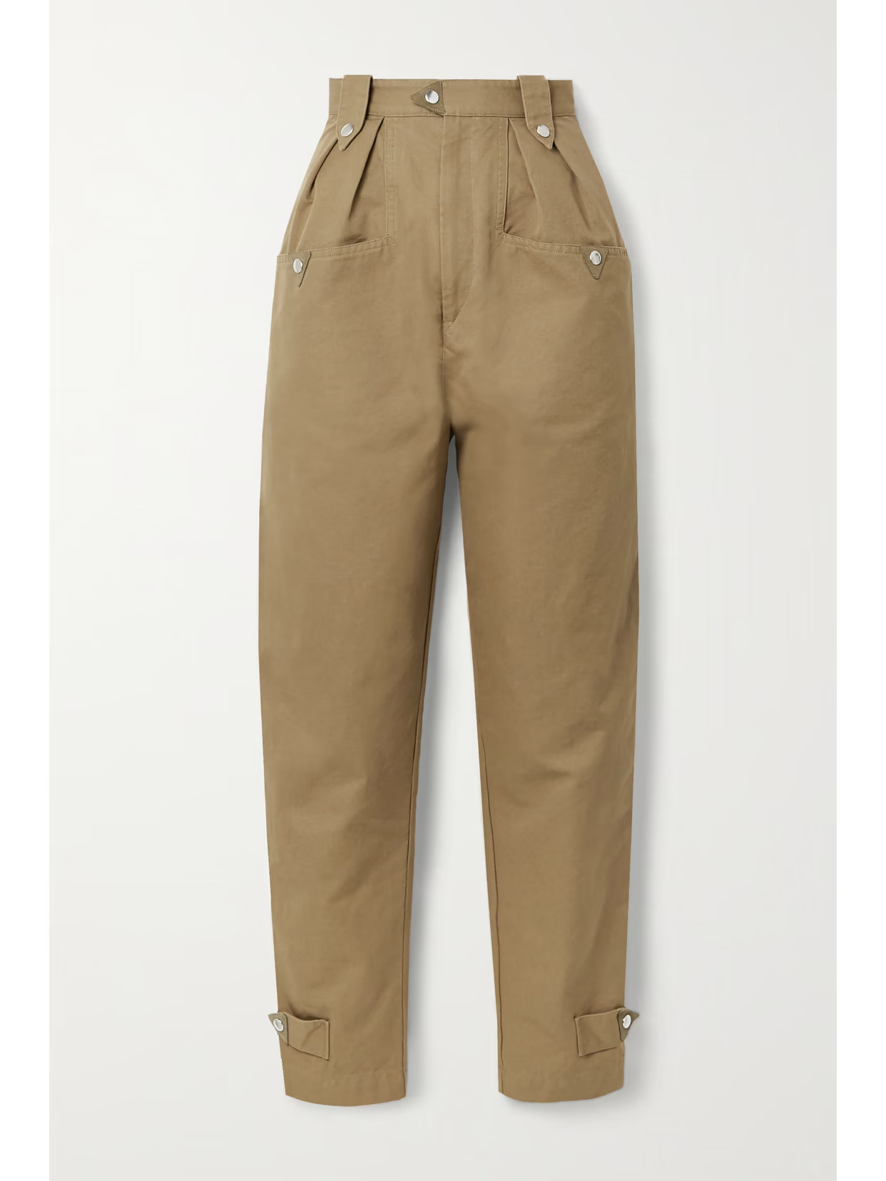 Isabel Marant Étoile - Pulcie Suede-trimmed Cotton-canvas Tapered Pants - Brown | NET-A-PORTER (US)