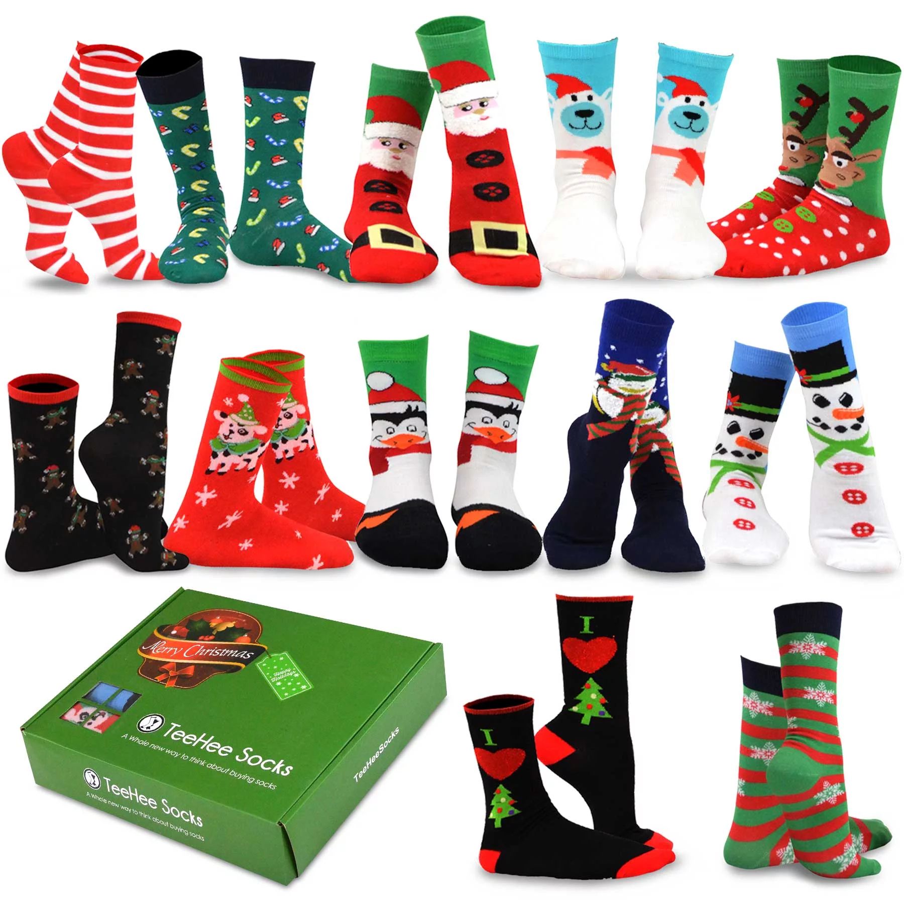 TeeHee Special Holiday 12-Pair Socks with Gift Box for Women and Men | Walmart (US)