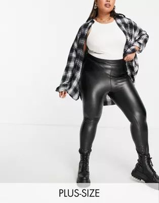 Simply Be high waisted faux leather leggings in black | ASOS | ASOS (Global)