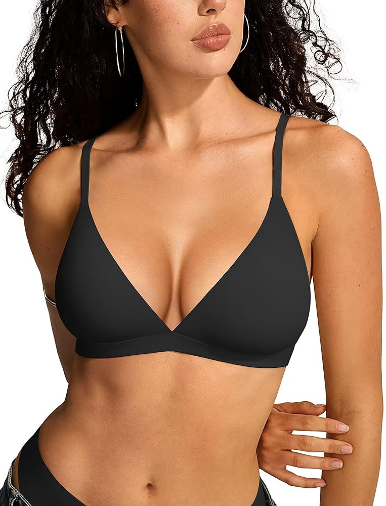 Vertvie Wireless Triangle Bralettes for Women Unlined Seamless Plunge Bras No Underwire Sexy Unpa... | Amazon (US)