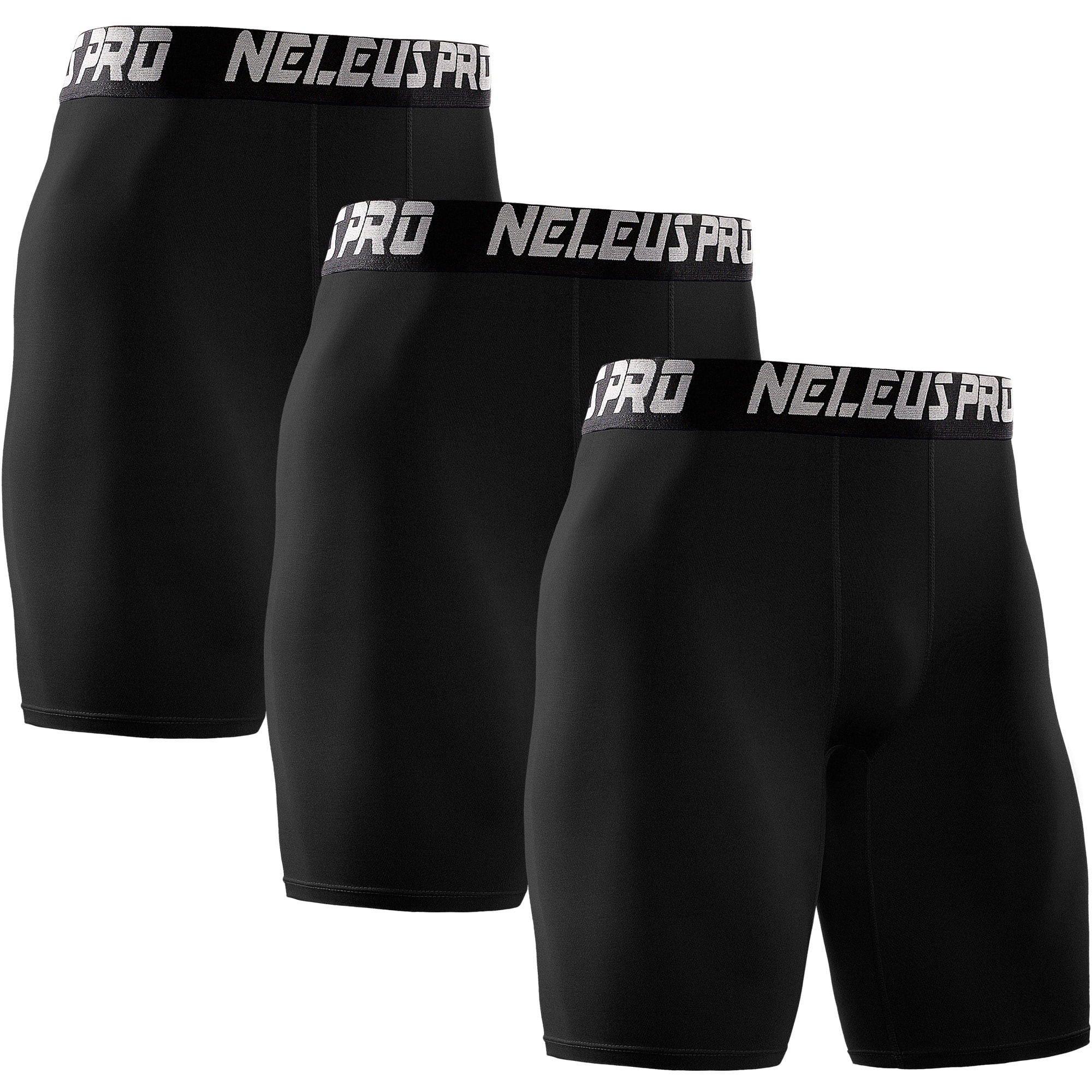 NELEUS Men's Performance Compression Shorts Athletic Workout Underwear 3 Pack,Black,US Size S | Walmart (US)