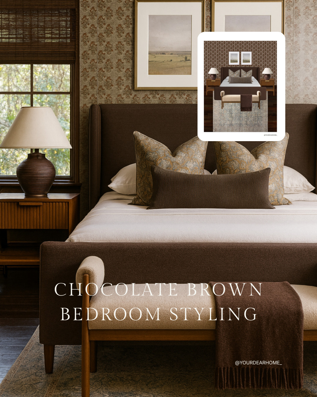 Chocolate brown is the IT color for 2026 and this bedroom shows exactly why! 🤎

It’s warm, moody, and so sophisticated without feeling dark or heavy. Layering tone-on-tone browns with soft neutrals, patterned pillows, warm wood tones, and subtle vintage elements creates a space that feels luxe, cozy, and incredibly inviting.

If you love that rich, timeless, 2026 aesthetic, this palette is such a beautiful way to bring it into your home! 

 #LTKHome