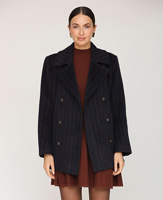 Women's Double Breasted Pinstripe Coat | Macy's