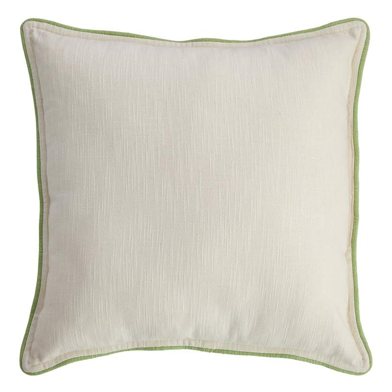 Foam Green Textured Cotton Slub Throw Pillow with Piping, 20" | At Home
