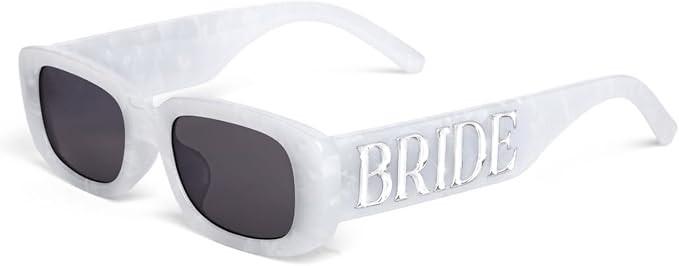 xo, Fetti Bride Sunglasses White + Silver Marble | Bach Accessory Gift | Bachelorette Party Sunni... | Amazon (US)