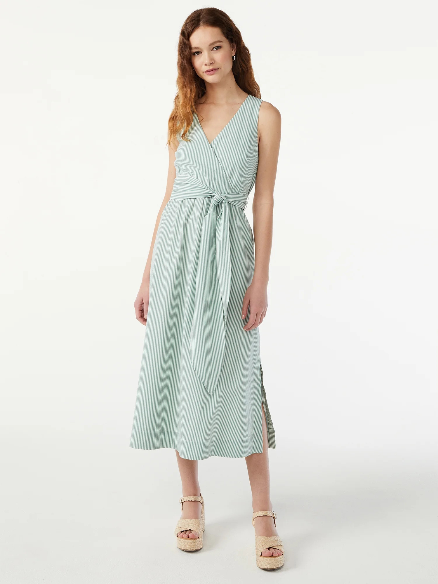 Free Assembly Women's Sleeveless Faux Wrap Dress | Walmart (US)