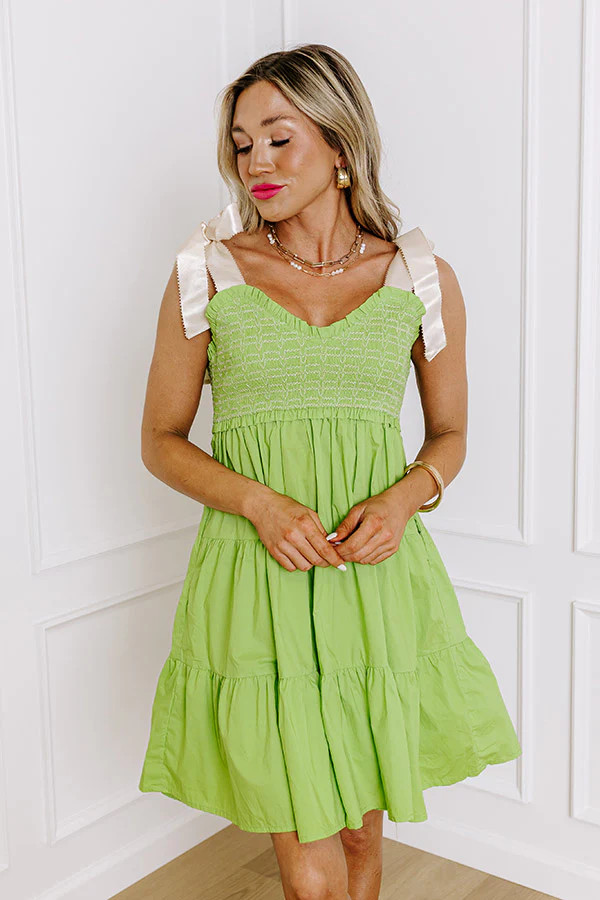 Total Crush Smocked Mini Dress in Lime | Impressions Online Boutique