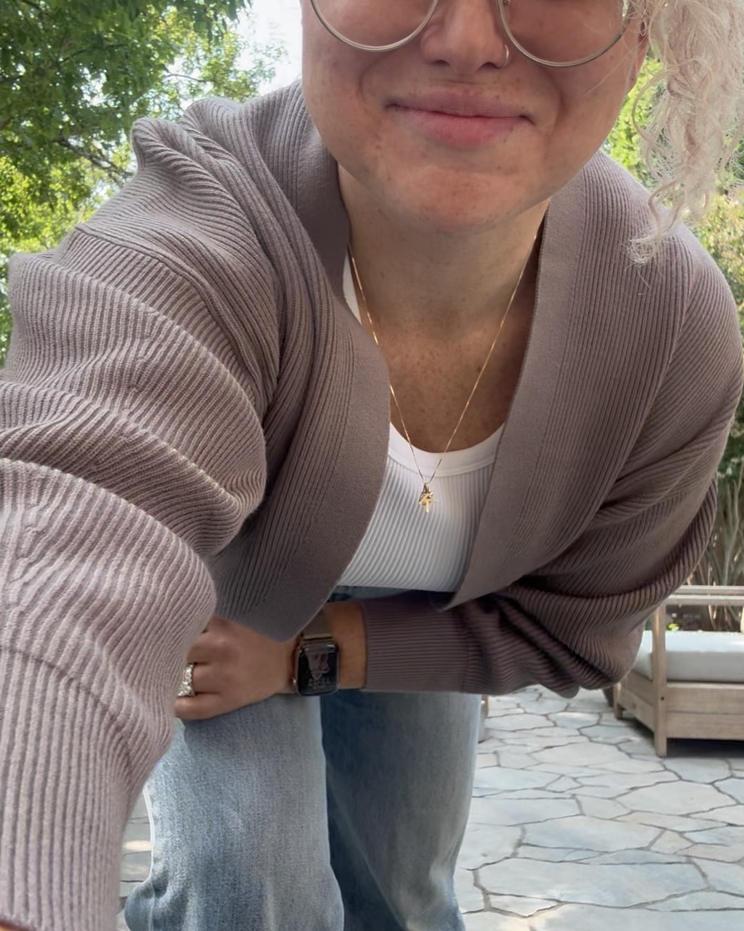 Shrug I ordered my true size medium.

Tank is a favourite! VERY compressive, thick ribbed material. Not too cropped, but a shorter torso. Sized up to a large in this one  has great coverage. 

Jeans are a cropped style (I’m 5’3). Wearing my true size. Rigid denim  

#LTKcanada #LTKsale #LTKstyletip