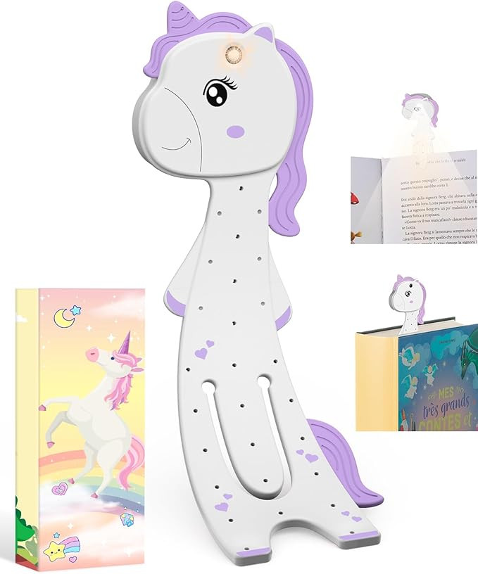 Unicorn Gifts for Girls 3-8 Years Old Christmas Stocking Stuffers, Clip Book Light for Kids Small... | Amazon (US)