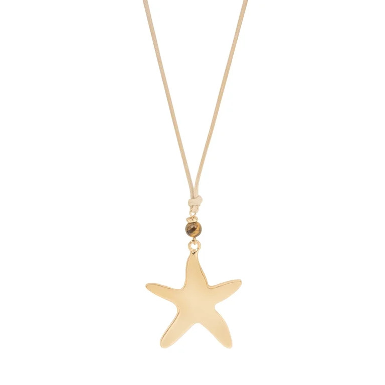 Time and Tru Starfish Pendant Necklace with Corded Design and Golden Details | Walmart (US)