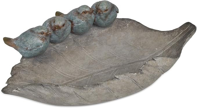 Bird-Feeder Wild Bird-Bath Bowl Outdoors - Garden Decor Polyresin Birds on Leaf 12.4 * 7.5 * 4.1 ... | Amazon (US)