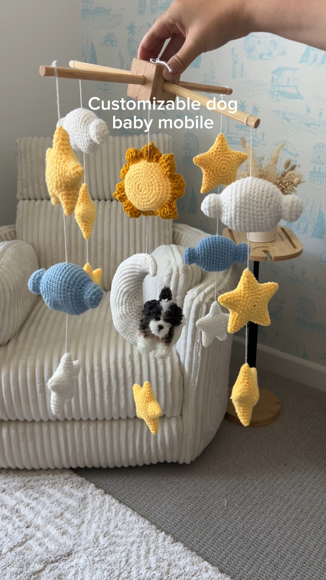 This is the SWEETEST little baby mobile - found it on Etsy and you can customize the dog to look just like your little fur baby! The process was super easy and we just uploaded a photo of our dog and it came out so amazing. 

Baby mobile, baby nursery, dog and baby, baby boy, coastal baby, coastal nursery, baby decor, nursery decor, blue and yellow nursery, beach nursery, dog nursery 

#LTKHome #LTKBaby